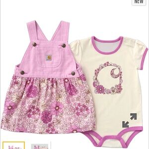 Carhartt Pink Floral Pinafore & Cream Bodysuit Set